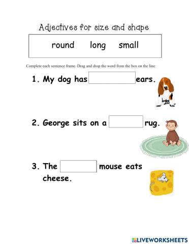 Adjectives for shape and size