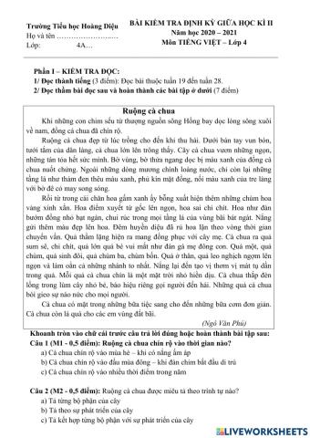 Ôn tập TV giữa kì 2