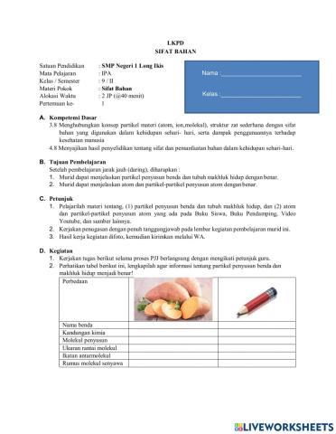 Lkpd sifat bahan