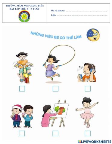 Bé hãy chọn những việc bé có thể làm