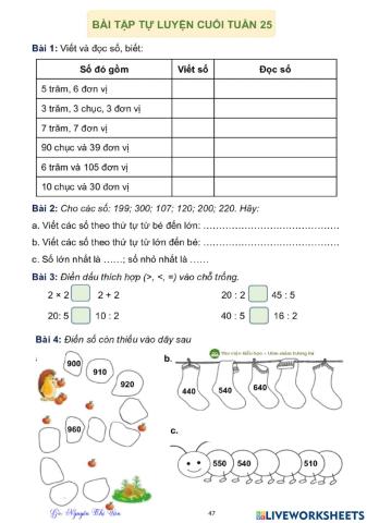 BTCT Toán tuần 25