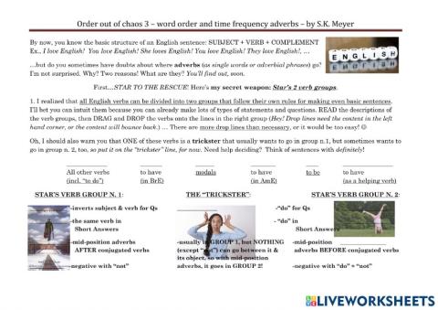 SMT-order out of chaos 3-word order with definite and indefinite time frequency adverbs
