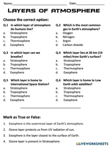 Layers of the atmosphere
