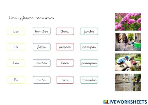 Une y forma oraciones