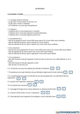 Ecologia, catena alimentare