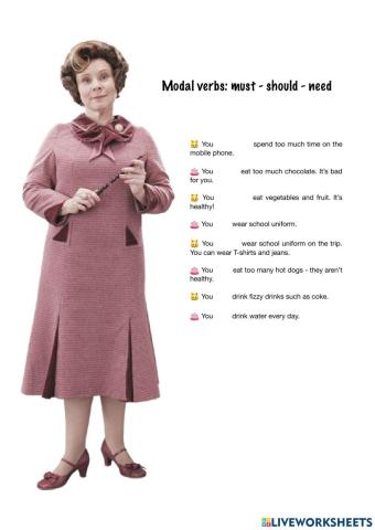 Modal verbs: need to, should and must.