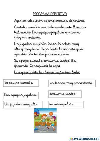 Lectura sobre el baloncesto