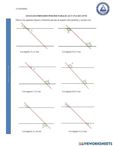 Ángulos entre dos paralelas y una secante