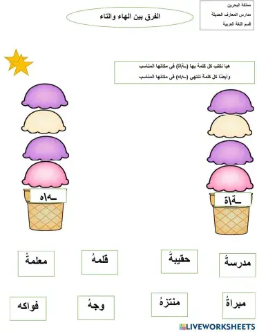 الفرق بين الهاء والتاء
