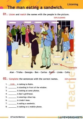 PRESENT CONTINUOUS - The man eating a sandwich - Listening