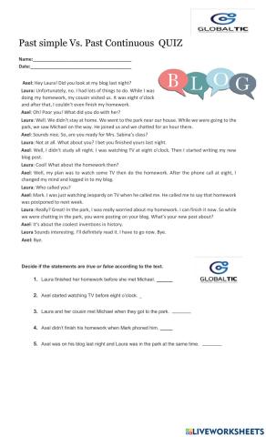 Past simple vs past continuous