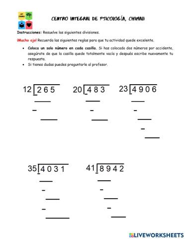 -Divisiones Millares entre decenas