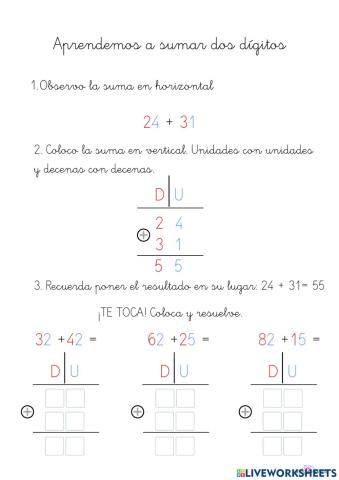 Sumas de dos dígitos
