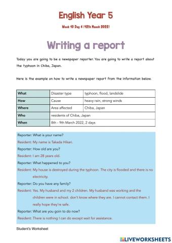 Writing report