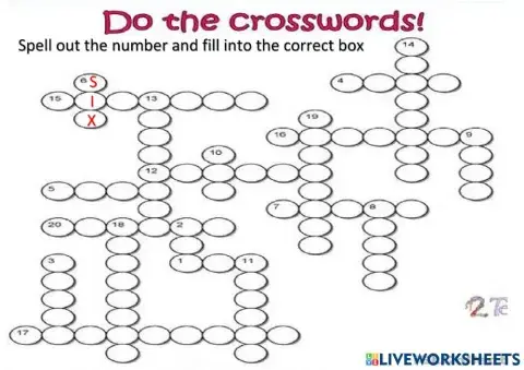 Number 1-20 Crossword