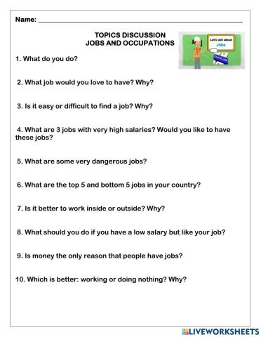 Topics discussion about jobs