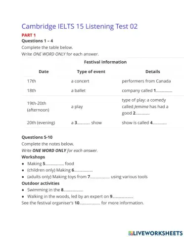 CAM 15 Listening test 2 sec 1&2