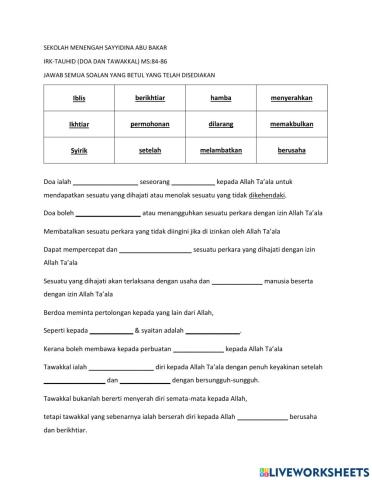 Tauhid-doa & tawakkal