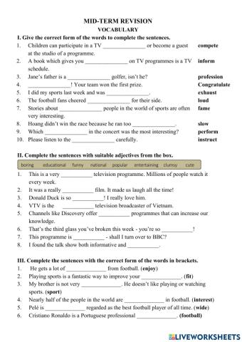 E6 - 2nd Midterm revision - Vocabulary