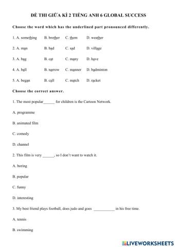 Grade 6 worksheet