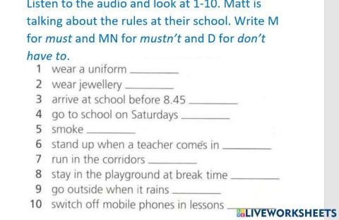 Must - mustn't - don't have to