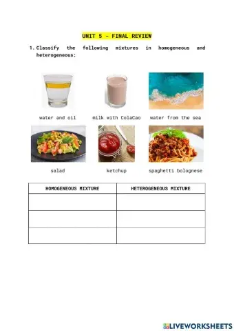 Matter and materials - unit 5 review