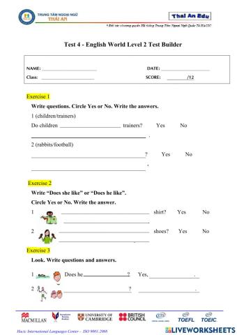 Test 4 - English World 2