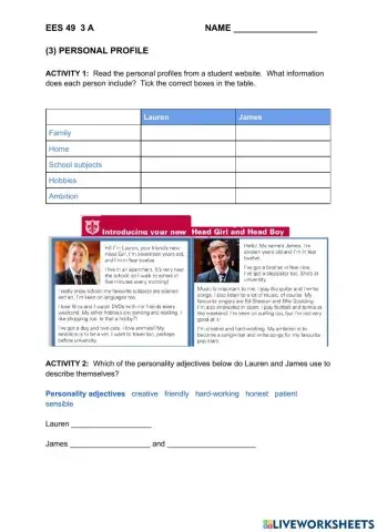 (3) personal profile