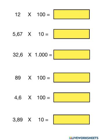 Multipliucar i dividir decimals per 10, 100 i 1.000