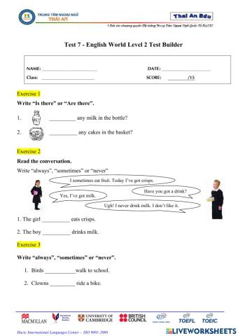 English world 2 - test 7