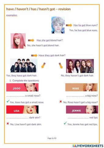 Have-has got - practice + negatives