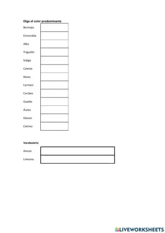 Colores y vocabulario