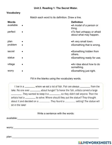 Vocabulary: The Secret Water