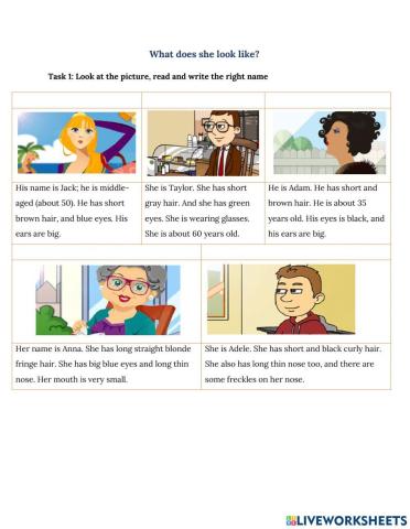 What does he look like (hw)