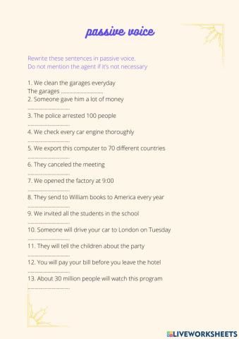 Passive voice exercise