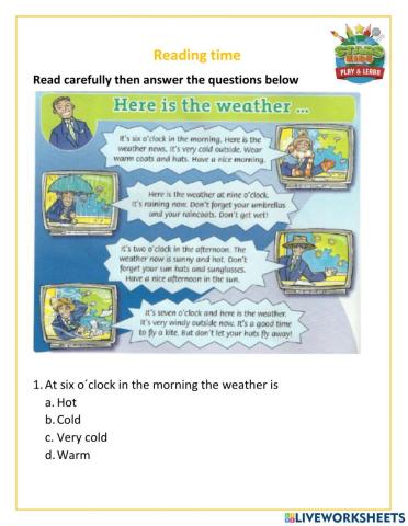 The weather reading exercise
