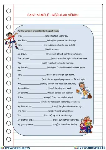 Past simple regular verbs