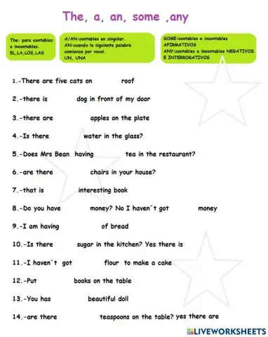 The, a, an, some, any