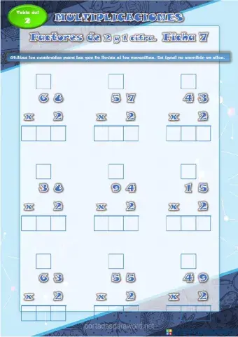 MULTIPLICACIONES 2 cifras x 2. Ficha 7