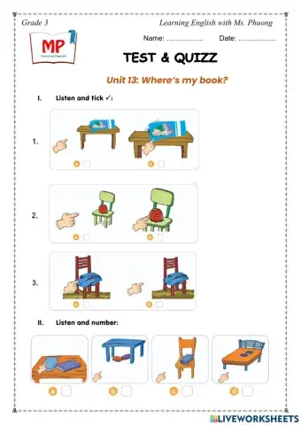 English 3 - Unit 13 - Where's my book?