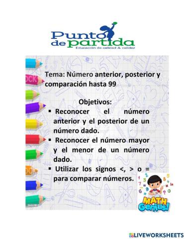 Orden y comparación hasta 99