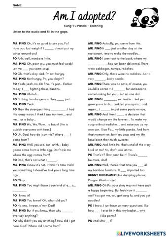 Who am I? Kung fu Panda - Listening