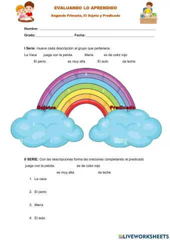 El sujeto y predicado.