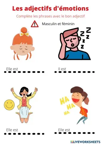Les adjectifs d'émotions et de caractère