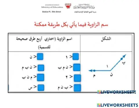 تسمية الزوايا