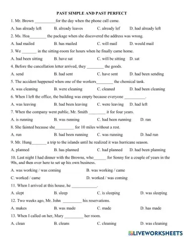 Past simple & Past Perfect