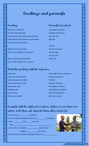 Greetings and Farewells