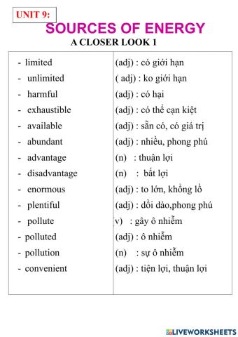 English 7- unit 10- a closer look 1