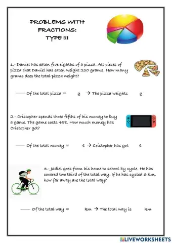 Word Problem With Fractions. Type III