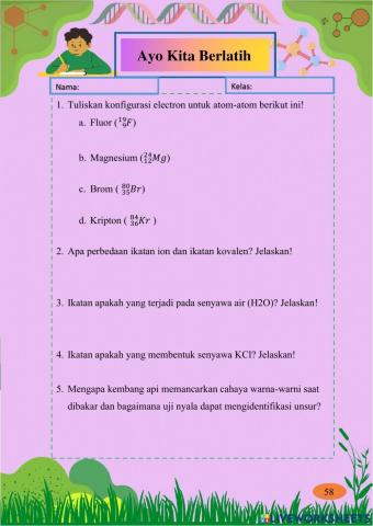 Latihan 4-Konfigurasi Elektro, Ikatan Ion, Kovalen